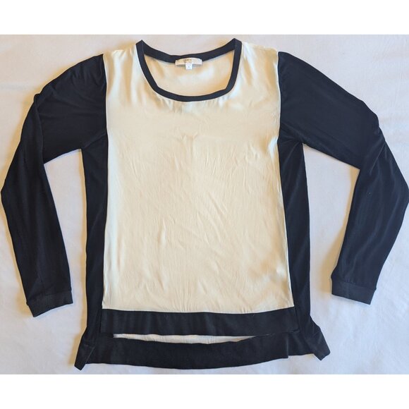 Drew Long Sleeve Silk Blouse Cream and Black | S - Picture 3 of 6